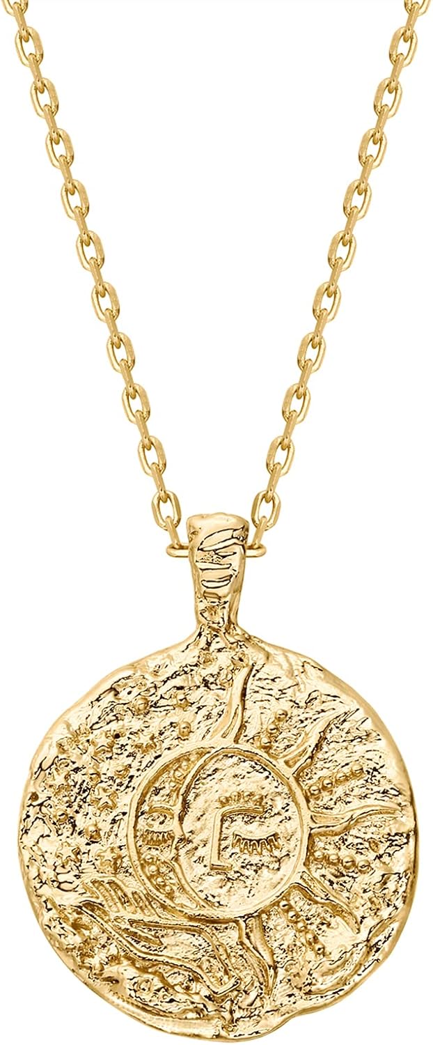 Engraved Coin Pendant Necklace