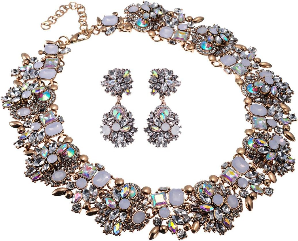 Crystal Choker with Drop Earrings